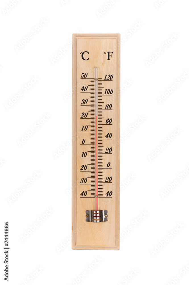 Wooden thermometer isolated on the white background Wooden thermometer isolated on the white background