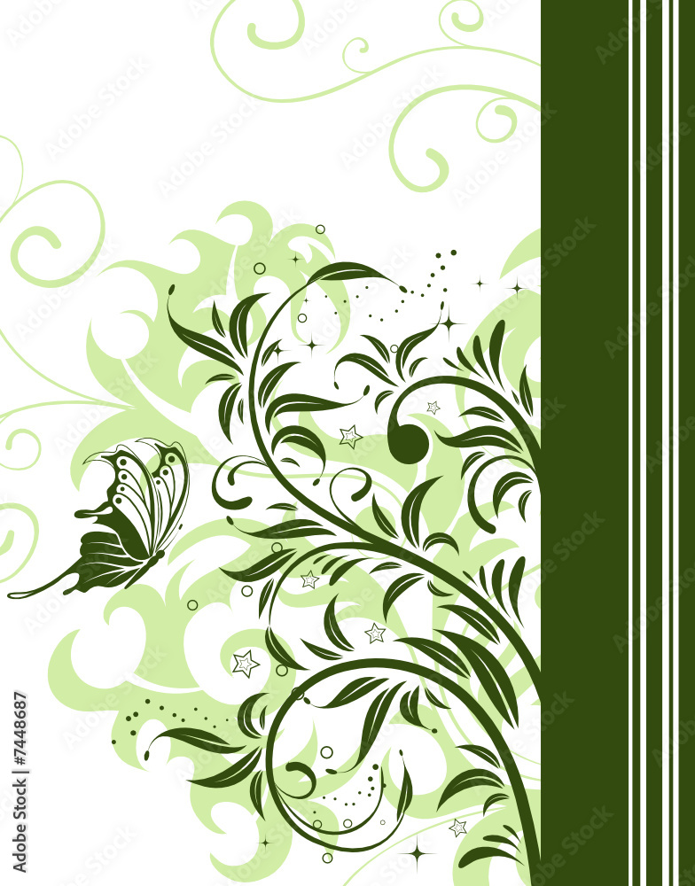 Flower background with butterfly, element for design, vector Flower background with butterfly, element for design, vector