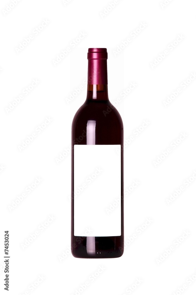 Bottle of wine with white label Bottle of wine with white label