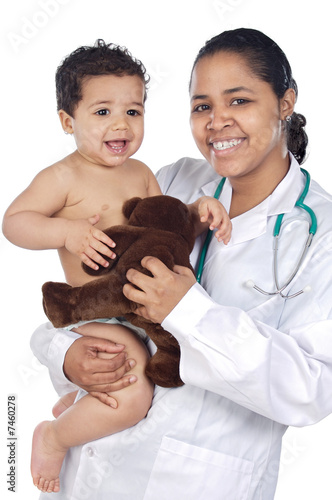 Nurse holding  baby photo