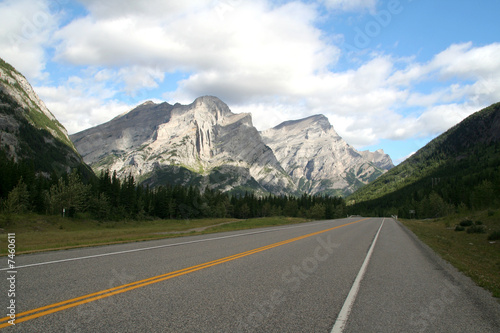 Highway through mountains - kananaskis country, Canada