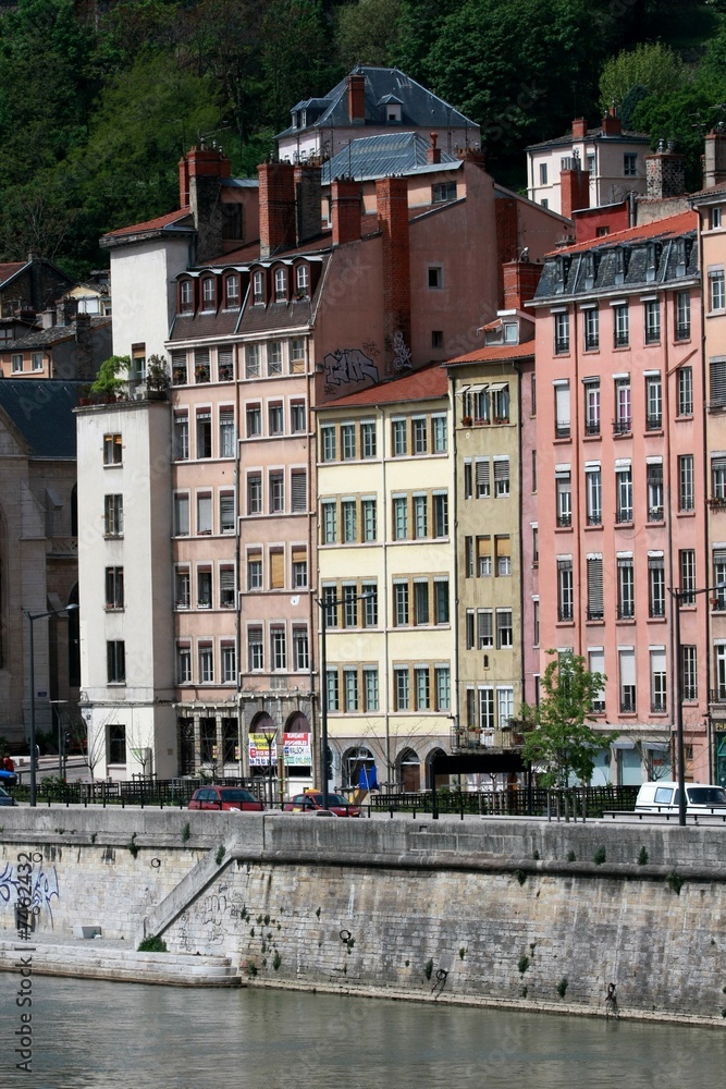 Saone river's quay, Lyon, France