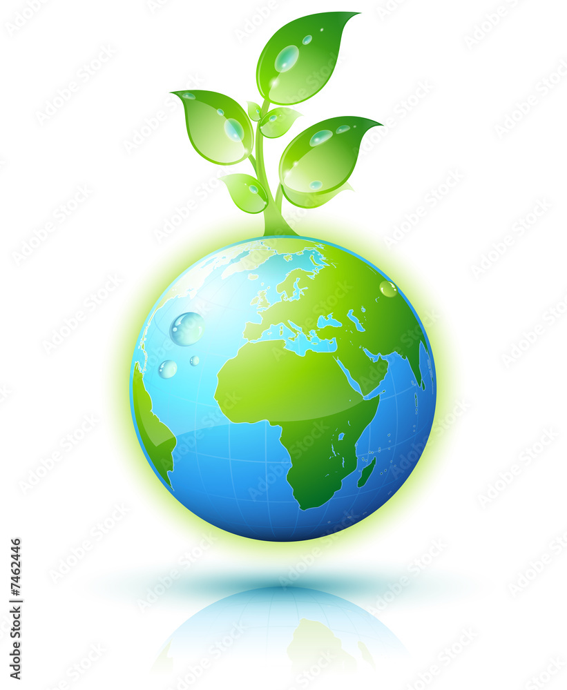 Planète terre avec plante