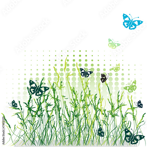 Grass silhouette green, summer background