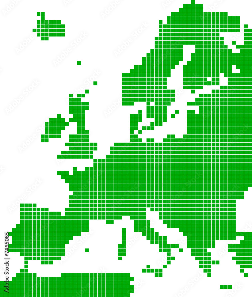 graphical map of Europe made with green squares