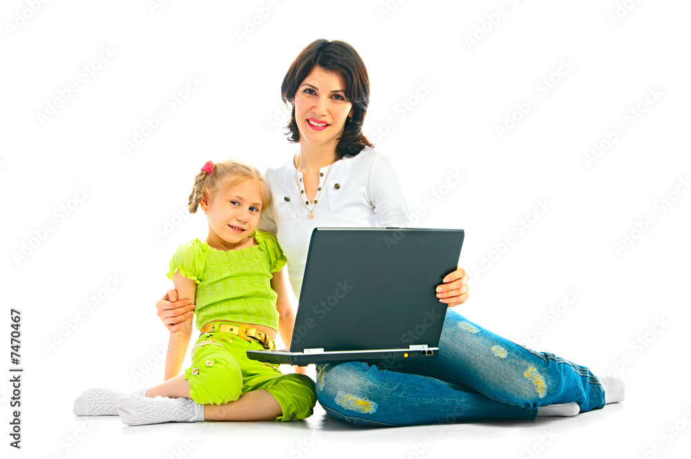ma and daughter with computer