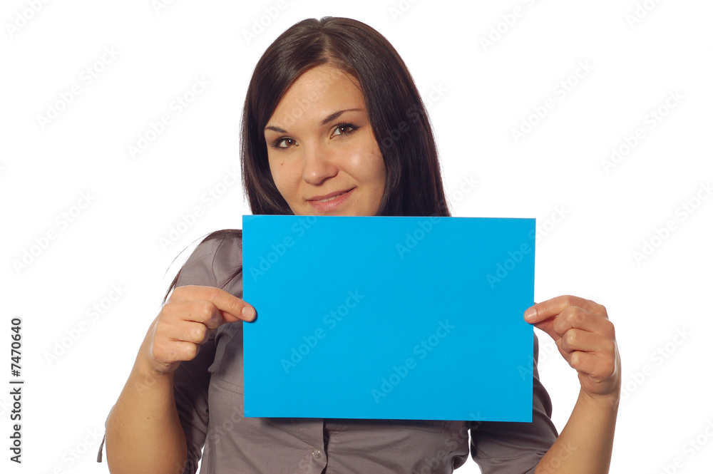 woman with banner