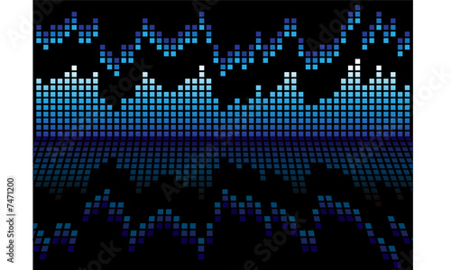 Blue and black graphic equalizer that is reflected