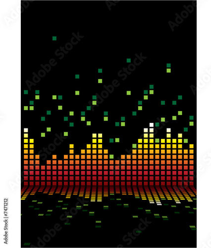 Graphic equaliser interface in a seventies game style