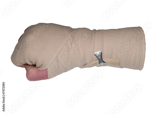 Arm wrapped in a bandage