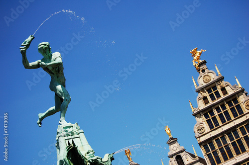Detail of Brabo fountain in Antwerp photo