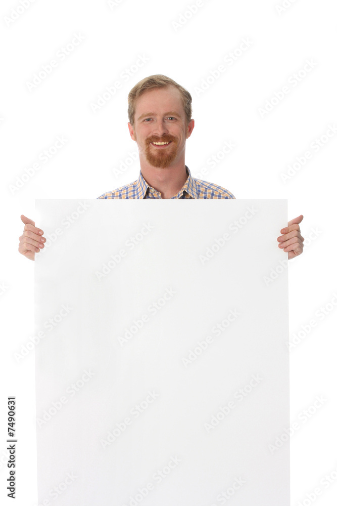 Man with blank placard Man with blank placard