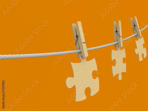 clothes-peg puzzle rope wooden