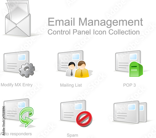 email management  - control panel icon set