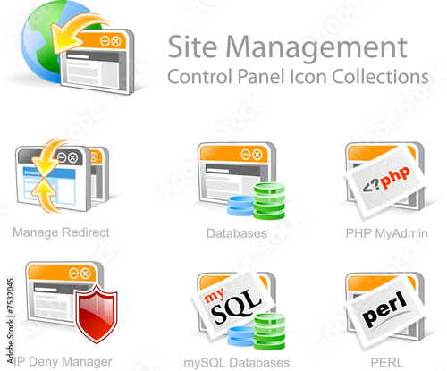 site management - control panel icon set