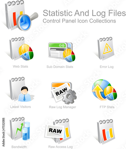 statistic and log file - control panel icon set
