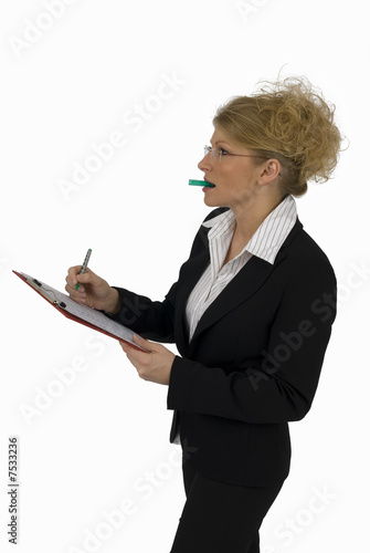 Business woman with red folder photo