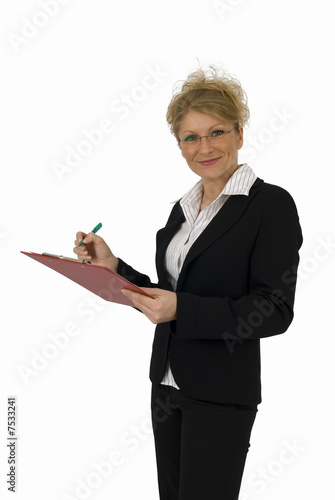 Business woman with red folder photo