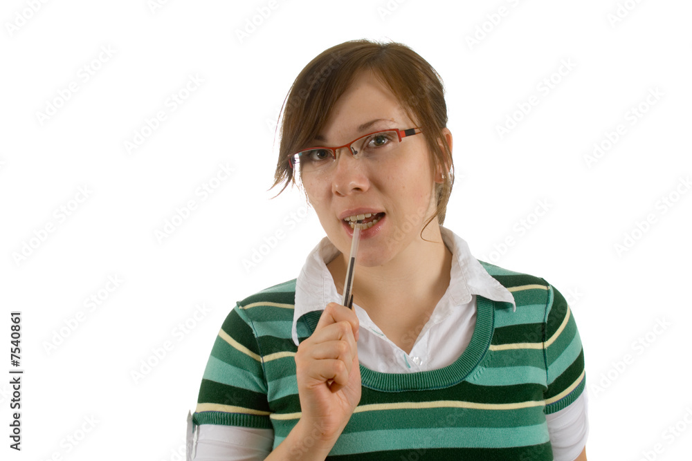 student, office worker, female isolated on white student, office worker, female isolated on white