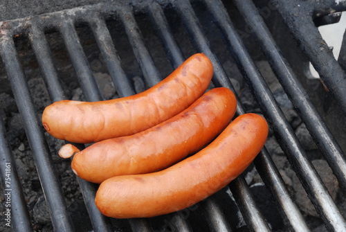 Hot sausages on BBQ