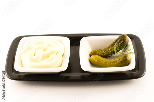 mayonnaise and pickled gherkin  
