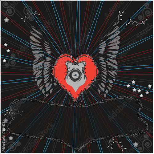 vector illustration with wings, heart and stars