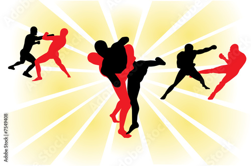 Beautiful duel between strong athlete.Vector