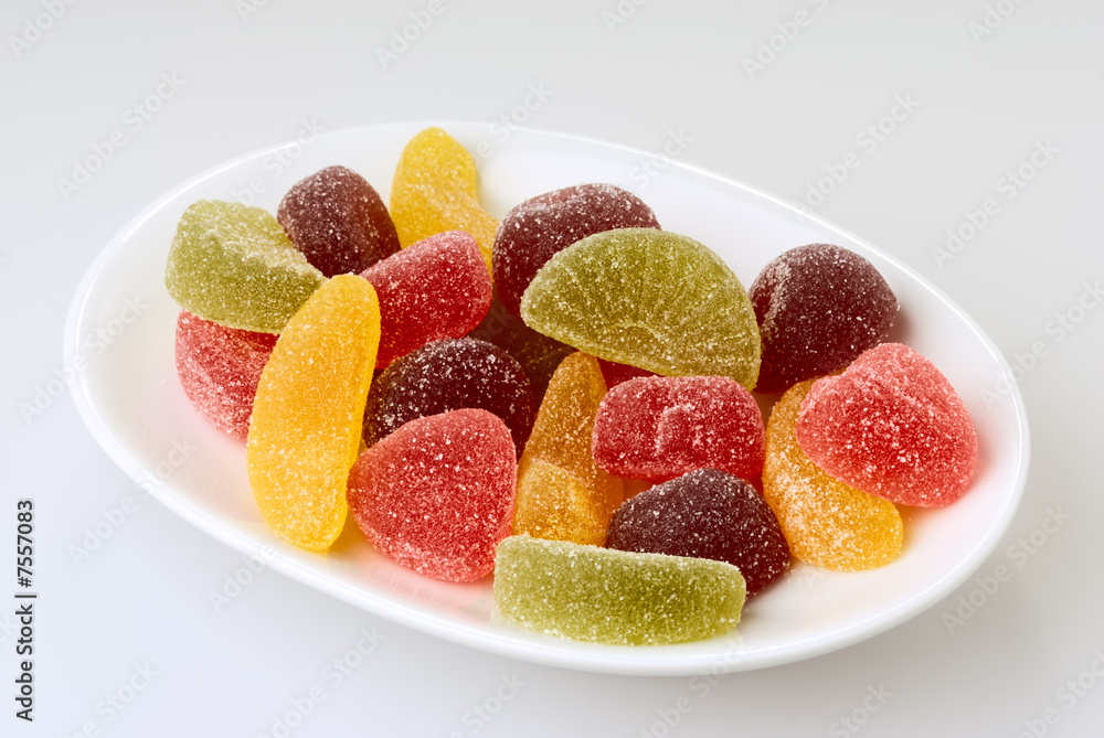 Fruit candy on plate Fruit candy on plate
