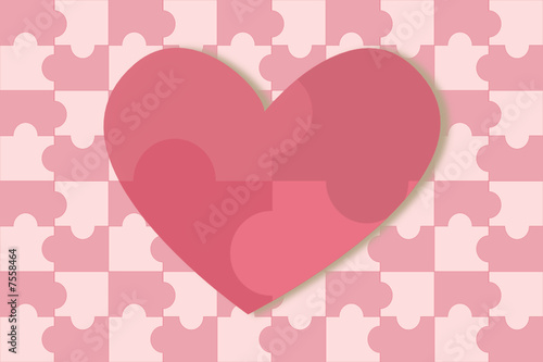Puzzled Heart - Coeur en puzzle / St Valentin, Mariage, Fête etc