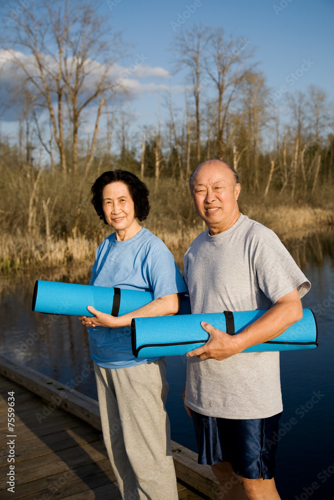 Fototapeta premium Senior asian couple exercise