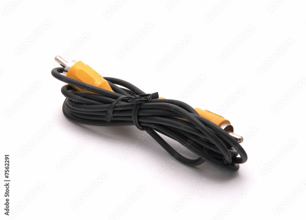 Black video a cable with yellow sockets Black video a cable with yellow sockets