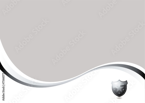 Silver and white background with copy space and a shield