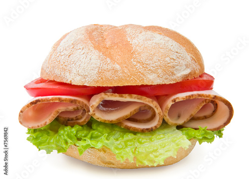 Fresh turkey breast sandwich with lettuce and tomatoes