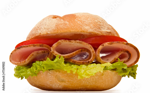 Turkey breast kaiser roll - low angle