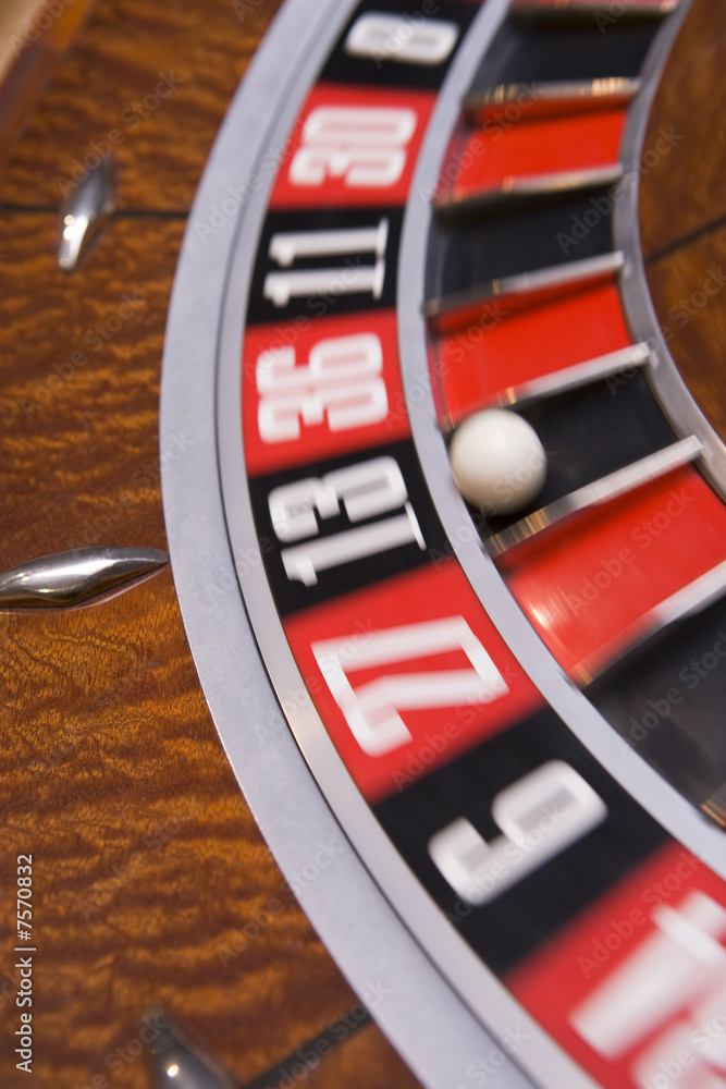 Close up of spinning roulette wheel Close up of spinning roulette wheel
