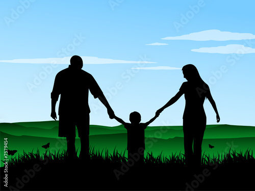 Family in a field
