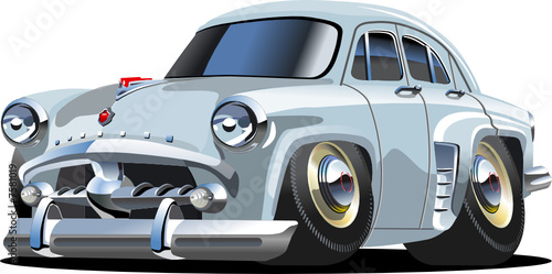 Vector cartoon retro car `Moskvich`