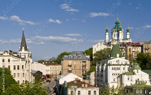 Roofs on Andreevsky spusk, Kiev, Ukraine photo