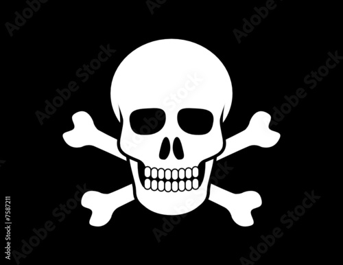 Skull and Crossbones on black background