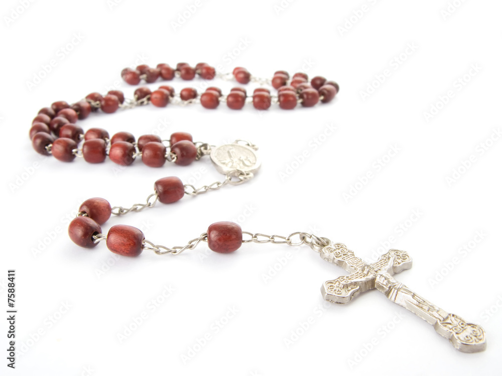 Rosary isolated over white background