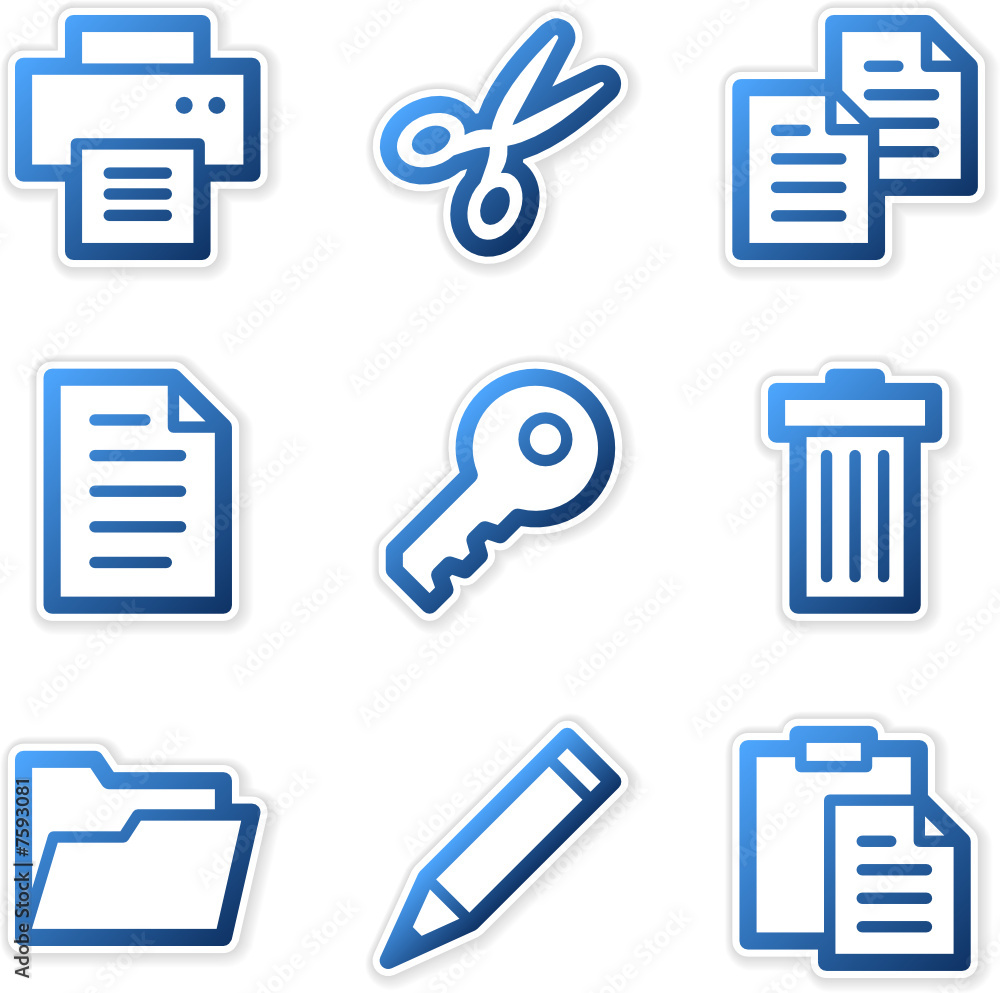 Document icons, blue contour series Document icons, blue contour series
