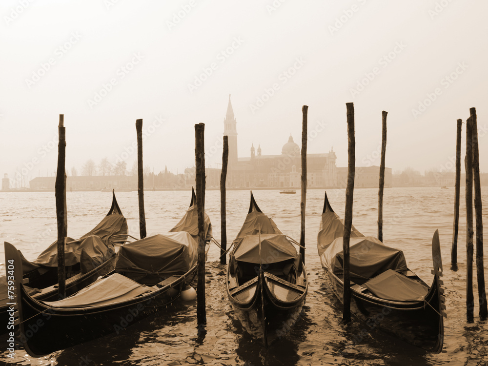 Sepia image of Venice