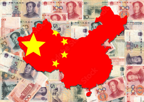 Canvas Print map of china with currency