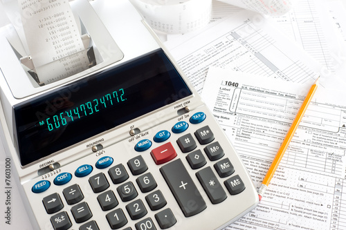 Adding Machine with tax forms