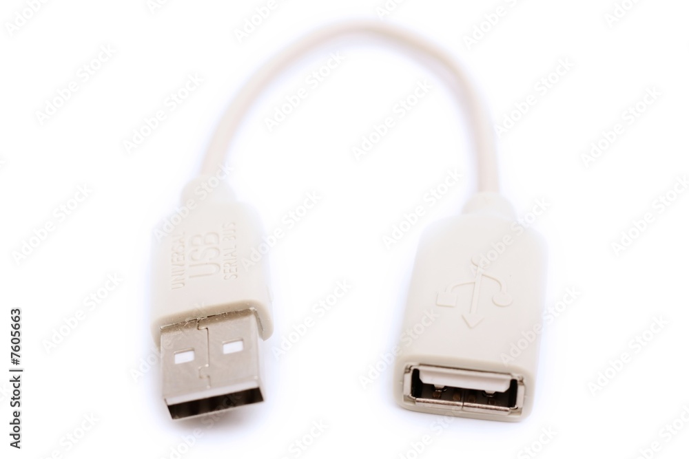 USB Computer Cable on white background USB Computer Cable on white background