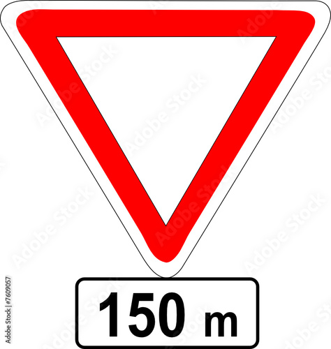 a0096 - Panneau danger CEDEZ PASSAGE A 150M