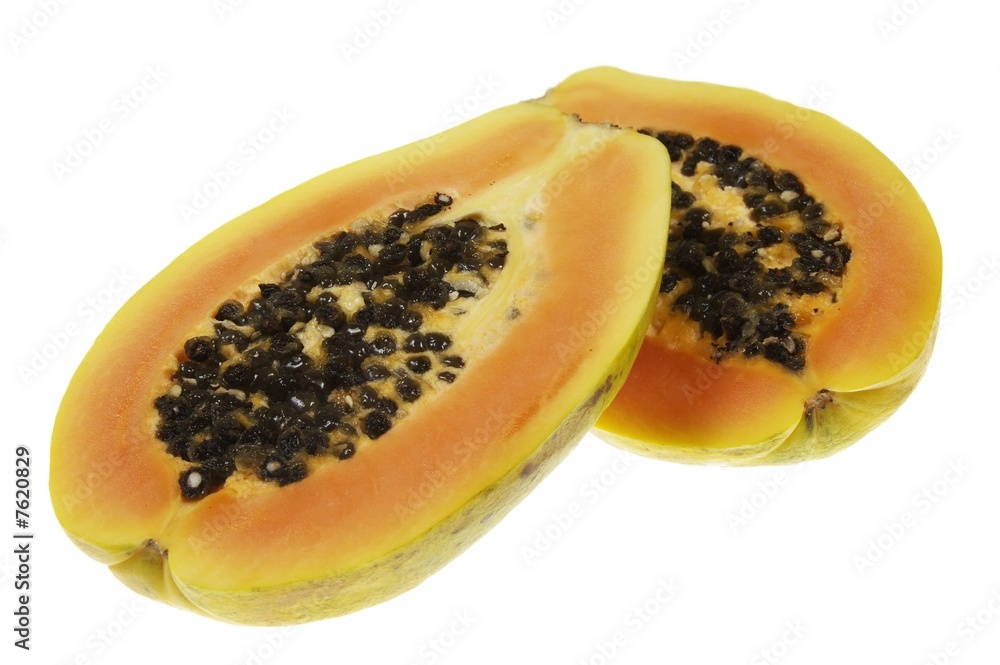 the cut papaya fruit the cut papaya fruit