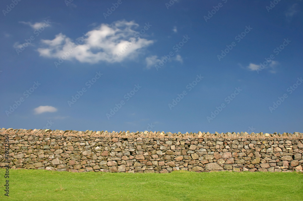 Dry Stone Wall with Blue Sky