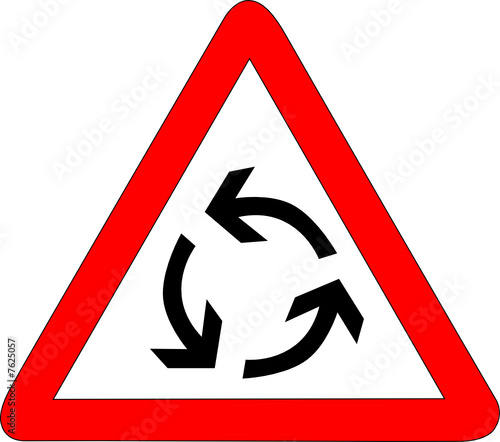 a0137 - Panneau danger ROND POINT, GIRATOIRE