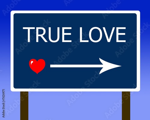 True Love sign and a red heart